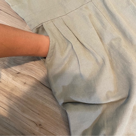 JAPNA Romper Jumpsuit, Sz Medium, Moss Green Buckle Straps Smocked Back - Picture 7 of 12